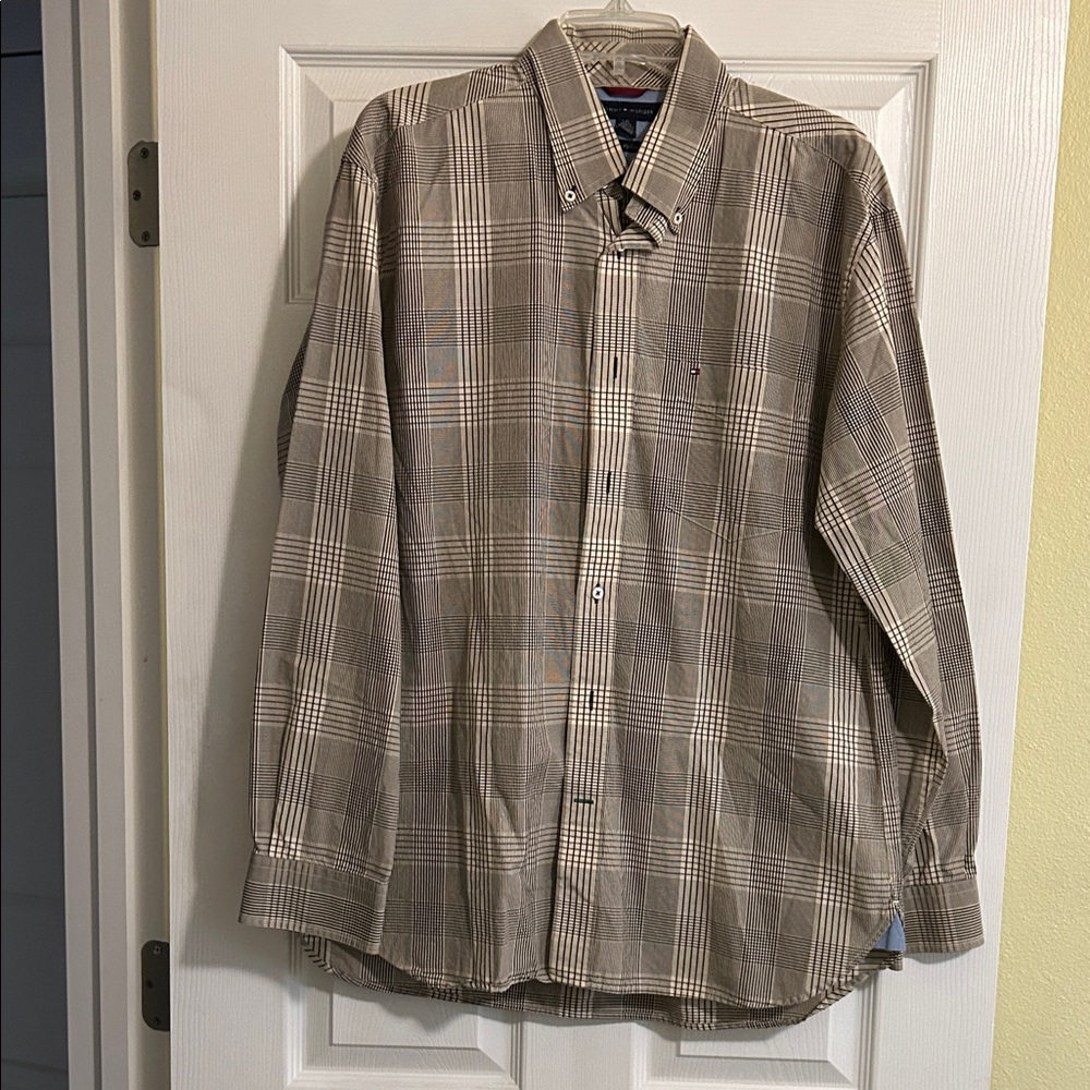 Tommy Hilfiger Beige Plaid Button-Down Shirt